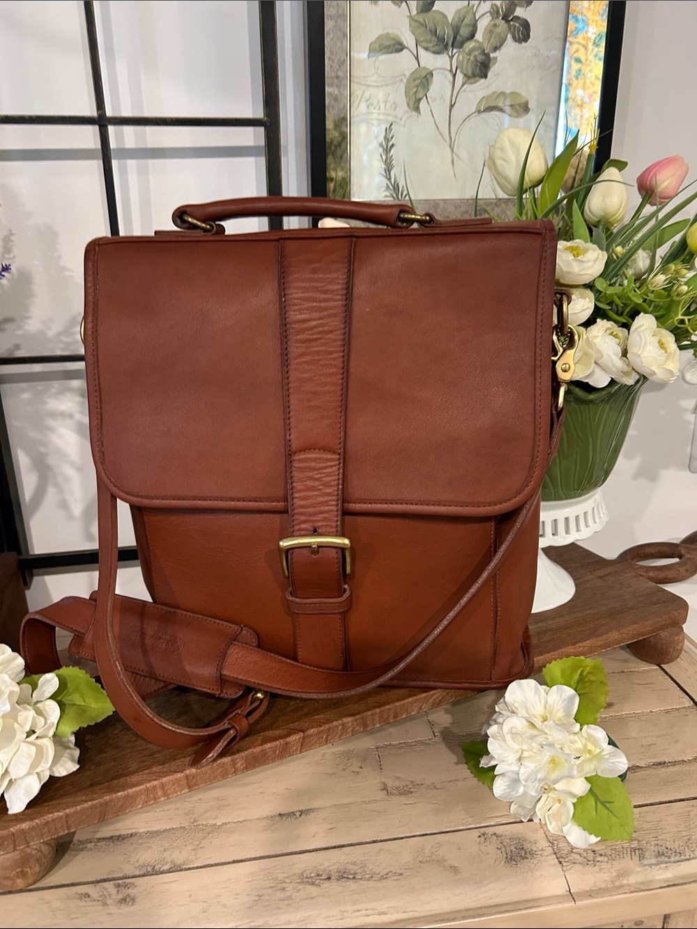 Coach Brown Leather Messenger Bag with Top Handle